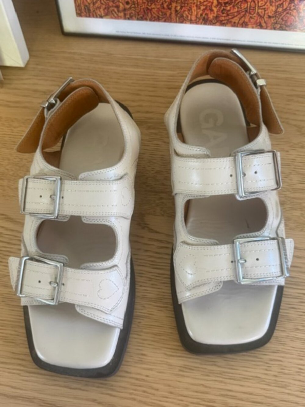 GANNI - White Embroidered Western Sandals - Size 9 - Picture 7 of 14